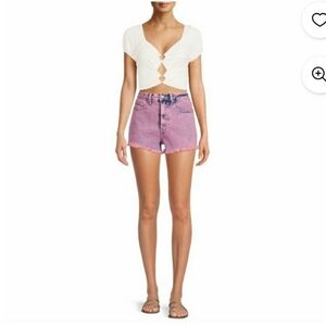 Size 11 New Madden NYC Frayed Fringe Pink denim Shorts